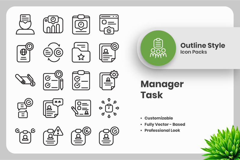 25 Set of Manager Task Outline Icon Collection - Features Image 1