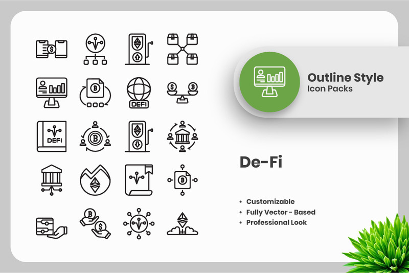 20 Set of De-Fi Outline Icon Collection - Features Image 1