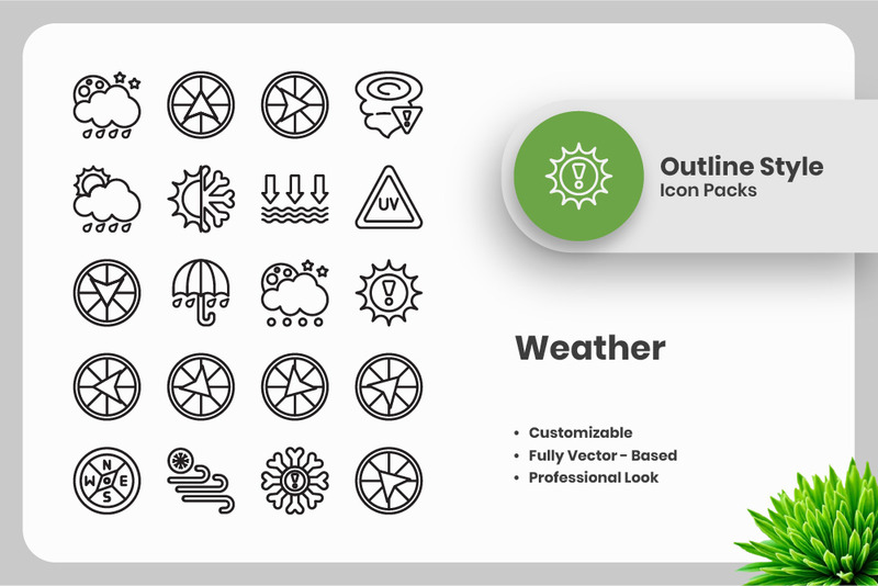 20 Set of Weather Vol 4 Outline Icon Collection - Features Image 1