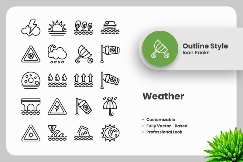 20 Set of Weather Vol 3 Outline Icon Collection - Features Image 1