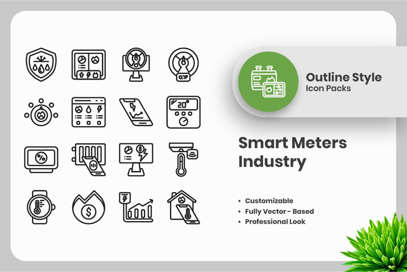 20 Set of Smart Meters Detector Outline Icon Collection - Features Image 1