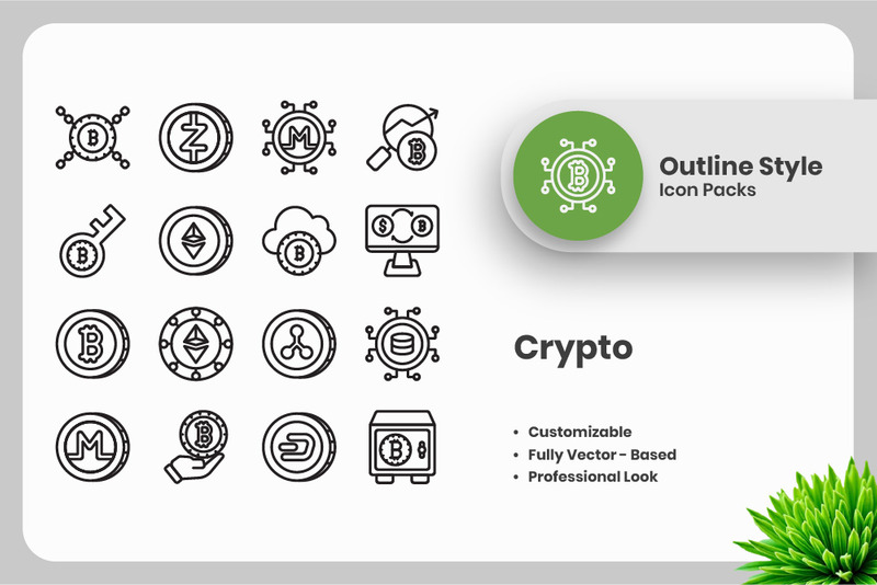 20 Set of Crypto Outline Icon Collection - Features Image 1