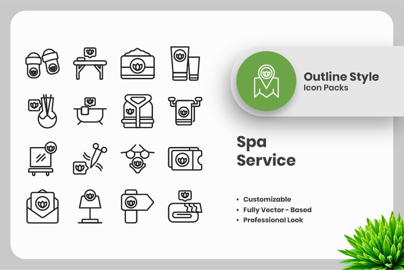 20 Set of Spa Service Outline Icon Collection - Features Image 1