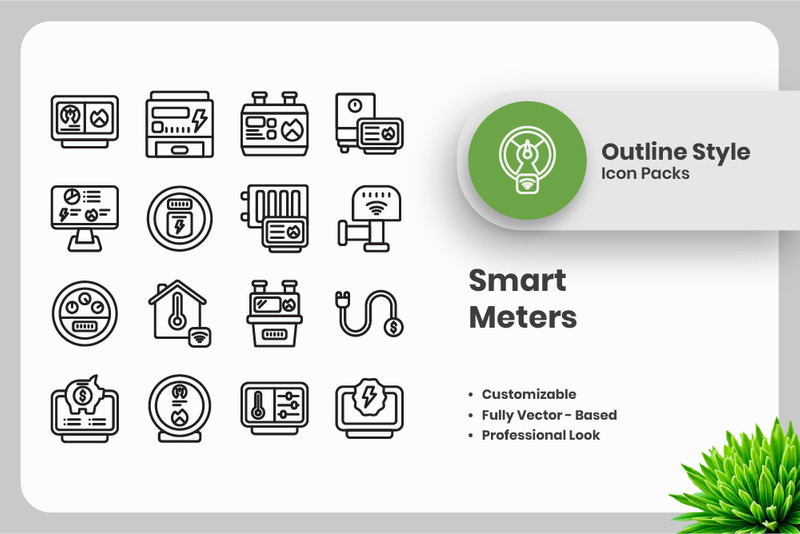 20 Set of Smart Meters Outline Icon Collection - Features Image 1