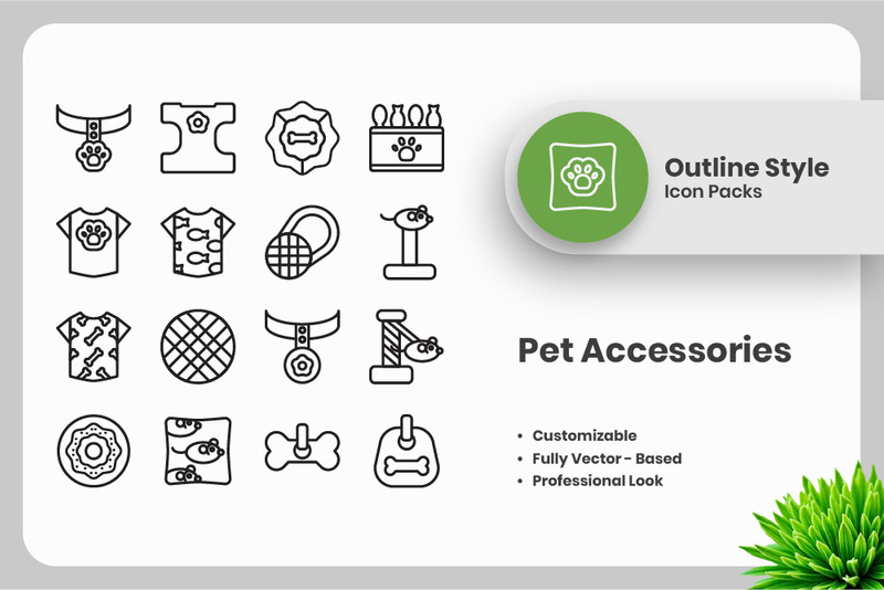 20 Set of Pet Accessories Vol 3 Outline Icon Collection - Features Image 1