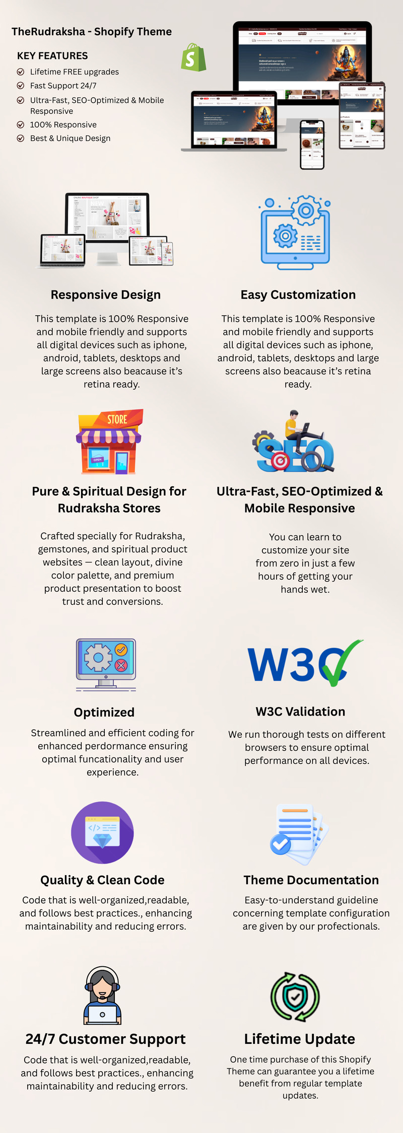 Motyw eCommerce Shopify TheRudraksha - Obraz funkcji 1