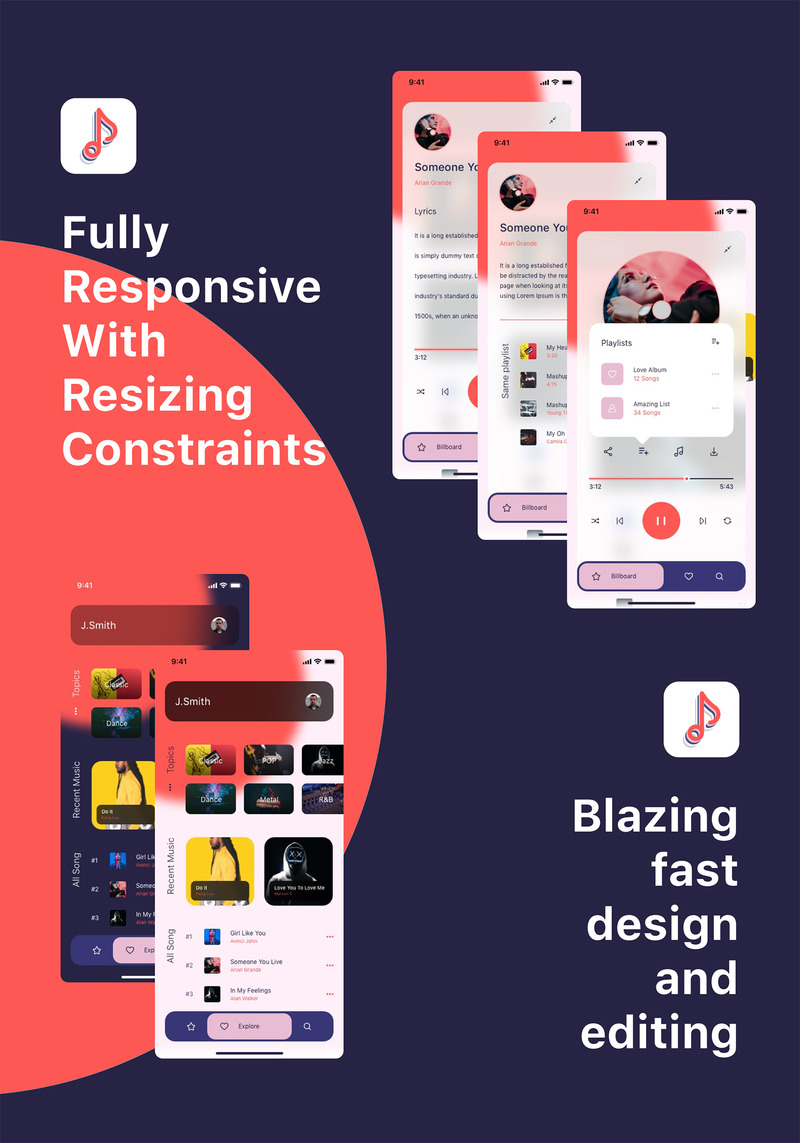 Elexto - Musikapp UI-kit - Features Image 3