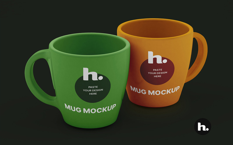 Mugs Mockup PSD - Ceramic Mugs on the Editable Background v004 - Features Image 1