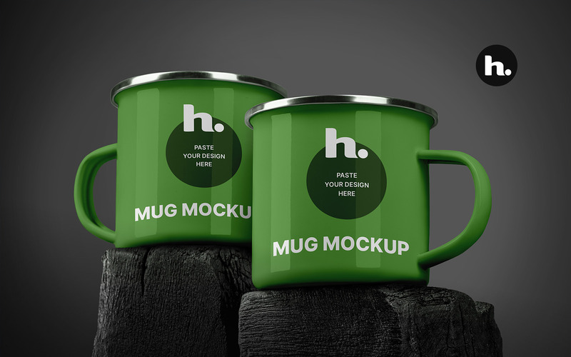 Maquette PSD de mugs - Mugs en émail sur Blackstone - Caractéristiques de l’image 1