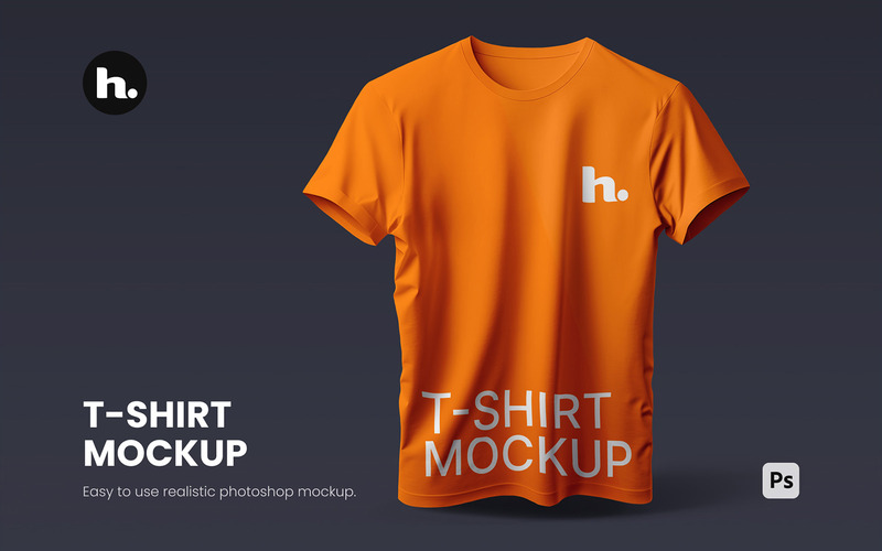 T-shirt Mockup PSD - T-shirt realistica sullo sfondo modificabile vol001 - Caratteristiche Immagine 1