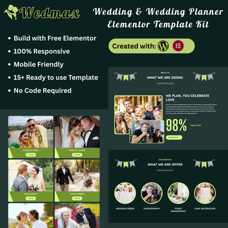 Wedmax - Wedding & Wedding Planner Elementor Template Kit - Features Image 1