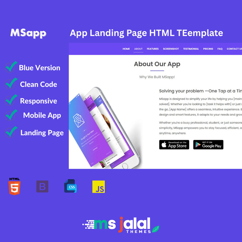 MSapp – HTML-Vorlage für die App-Landingpage - Eigenschaften Bild 1