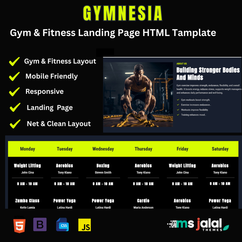 Gymnesia- Gym & Fitness Landing Page HTML Template - Features Image 1