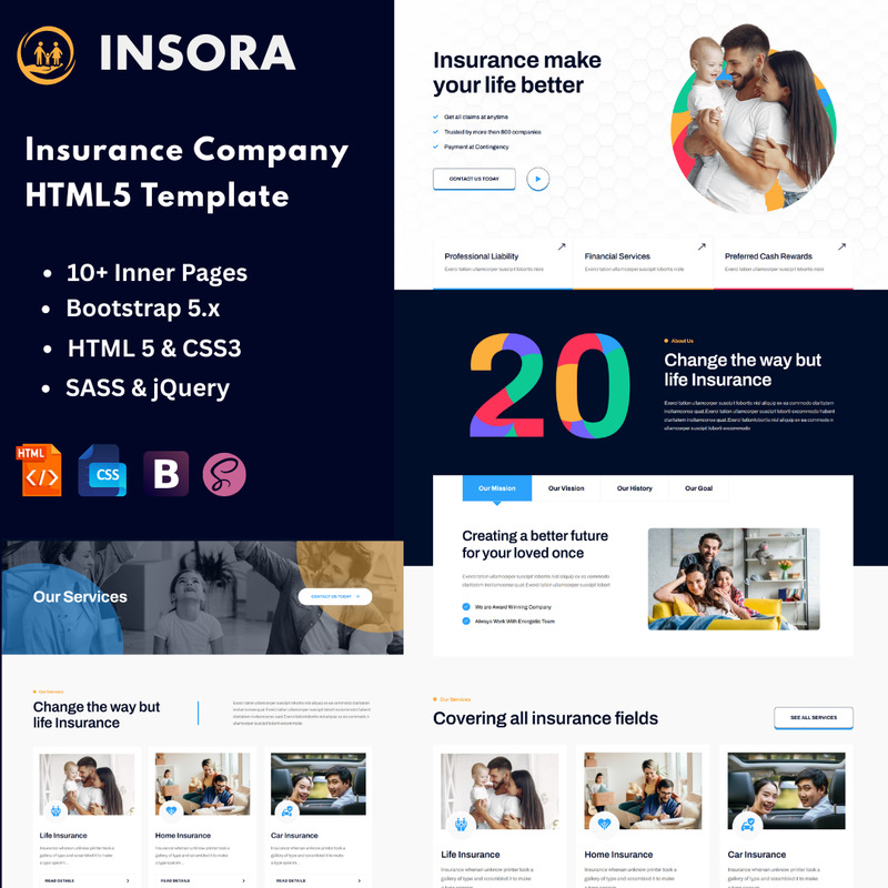 Insora – Insurance Company HTML5 Template - Features Image 1