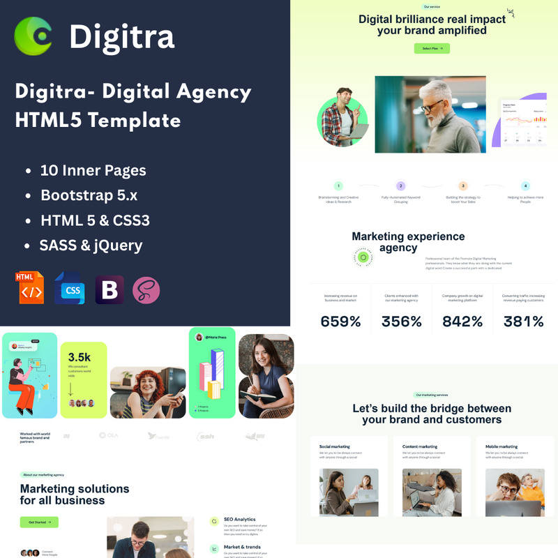 Digitra- Digital Agency HTML5 Template - Features Image 1