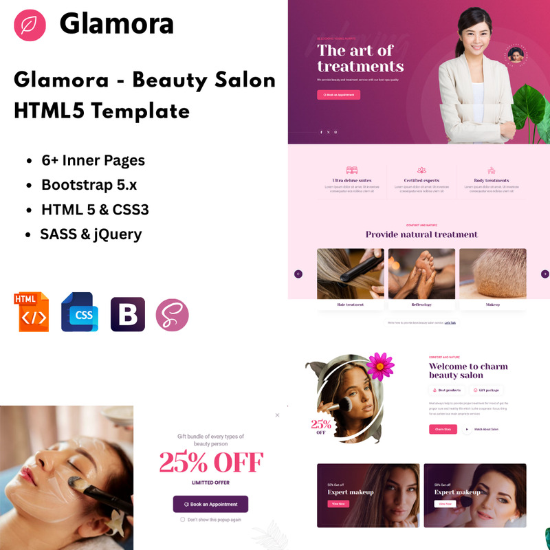 Glamora - Beauty Salon HTML5 Template - Features Image 1