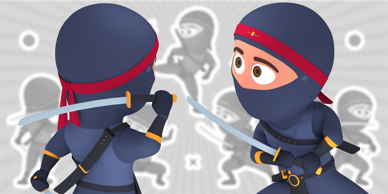 Ninja maskot klistermärken i poser - Features Image 1