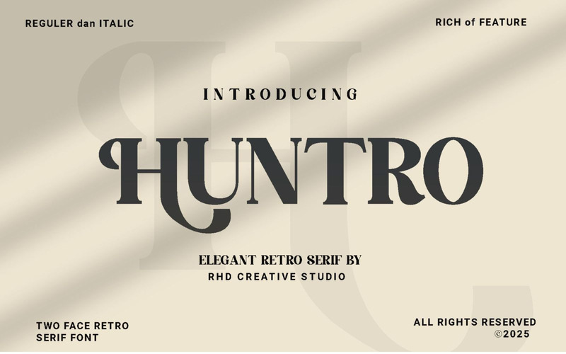 HUNTRO - Elegante font serif retrò - Caratteristiche Immagine 1