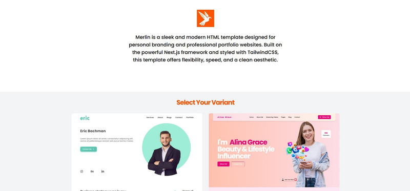 Merlin – Personal Branding NextJs Tailwind-Vorlage - Eigenschaften Bild 1