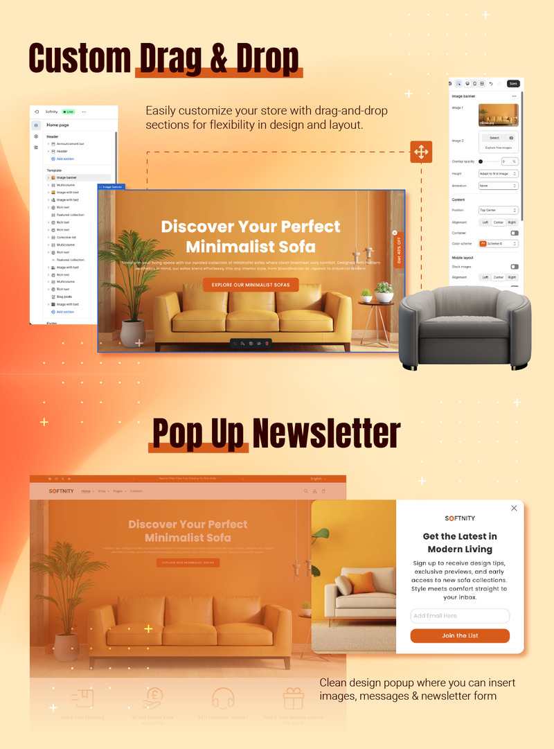 Softnity - Moderní minimalistická šablona pro obchod s pohovkami od Shopify - Features Image 2