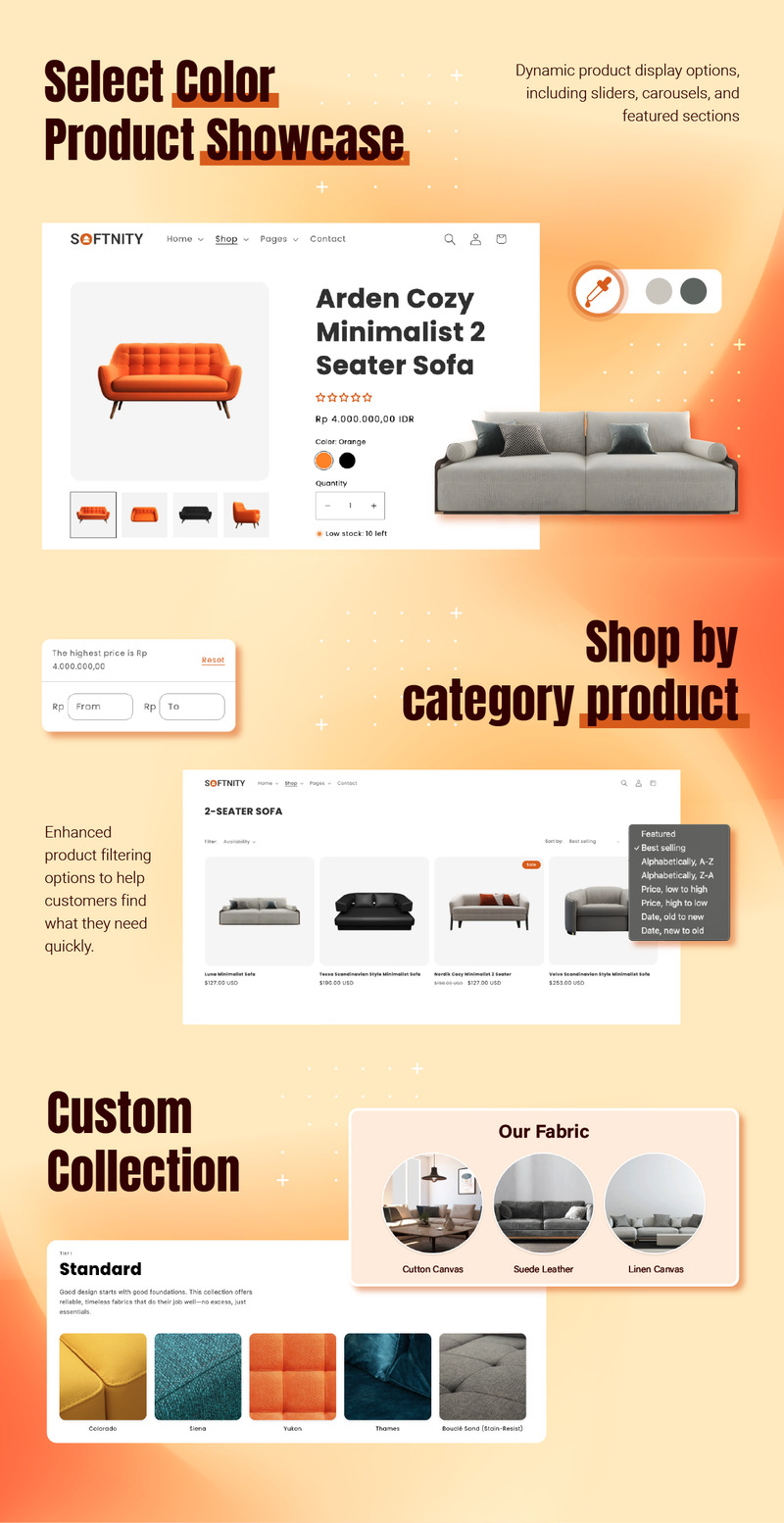Softnity - Moderní minimalistická šablona pro obchod s pohovkami od Shopify - Features Image 3