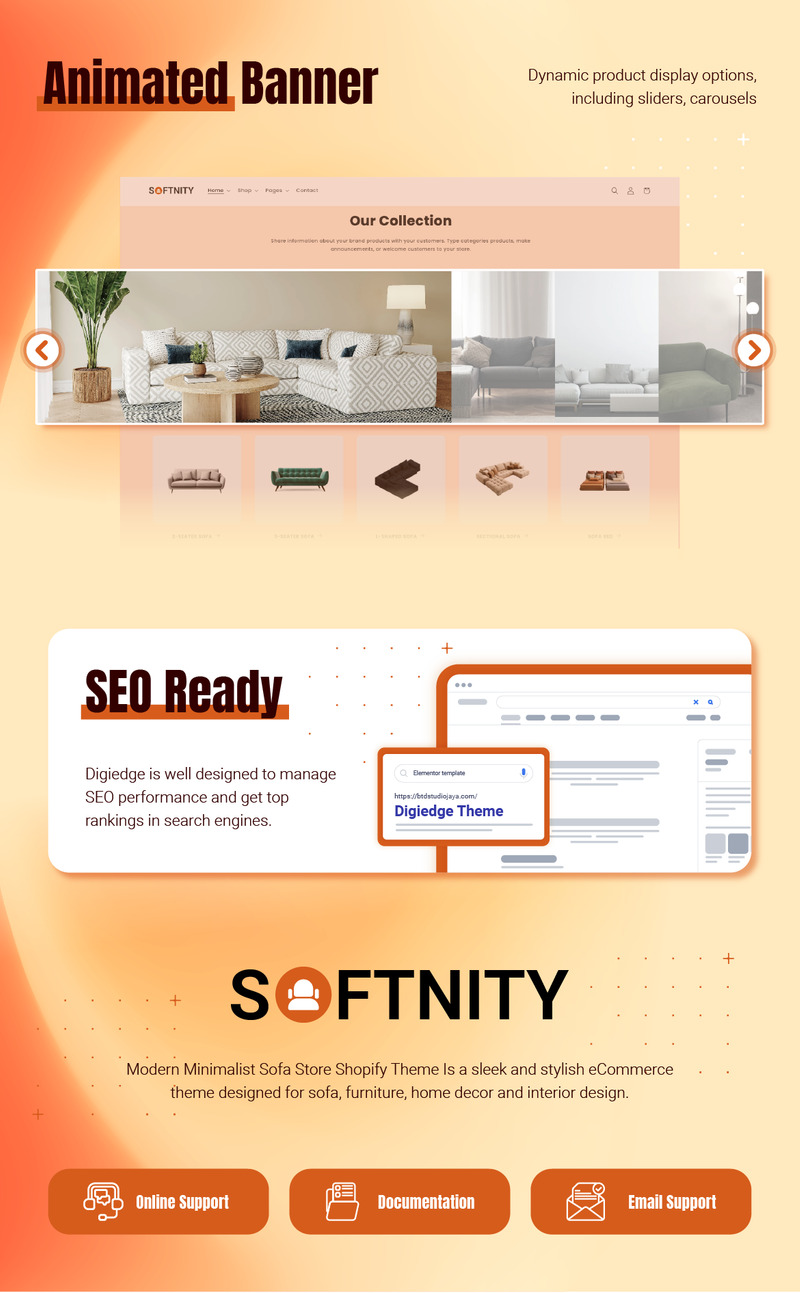 Softnity - Moderní minimalistická šablona pro obchod s pohovkami od Shopify - Features Image 4