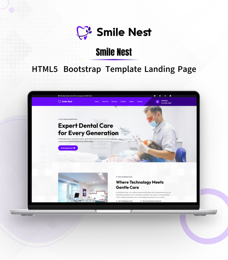 Smile Nest – Modern Dental Clinic and Medical Landing Page Template with Bootstrap 5 - Features Image 1