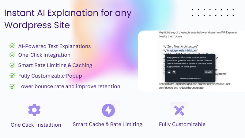 WP Explainer Pro – AI-Powered Text Explainer Plugin for WordPress - Features Image 1
