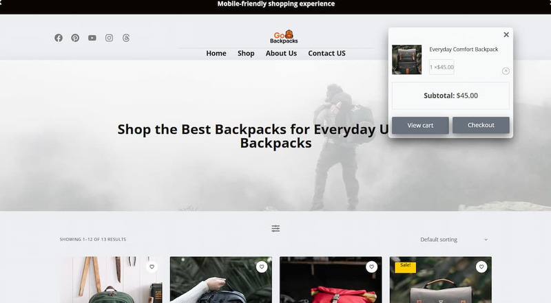 Go Backpacks – Elementor WooCommerce Template - Features Image 1