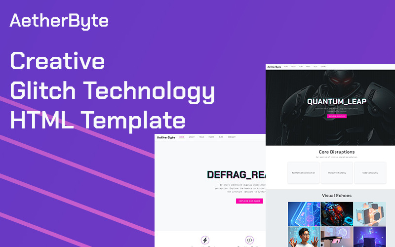AetherByte - Creative Glitch Technology HTML Template - Features Image 1