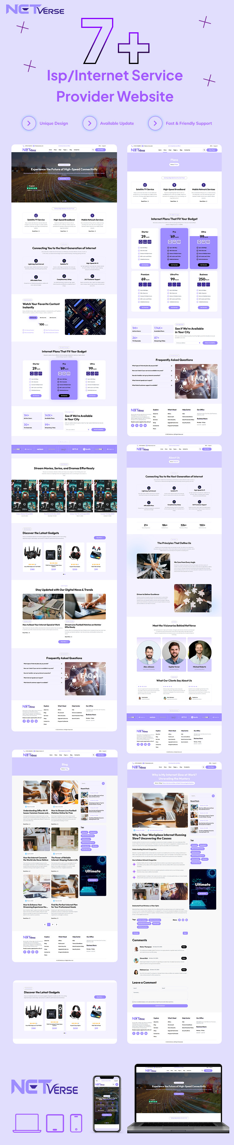 NetVerse - Modello di sito web per provider di servizi Internet/ISP - Caratteristiche Immagine 1