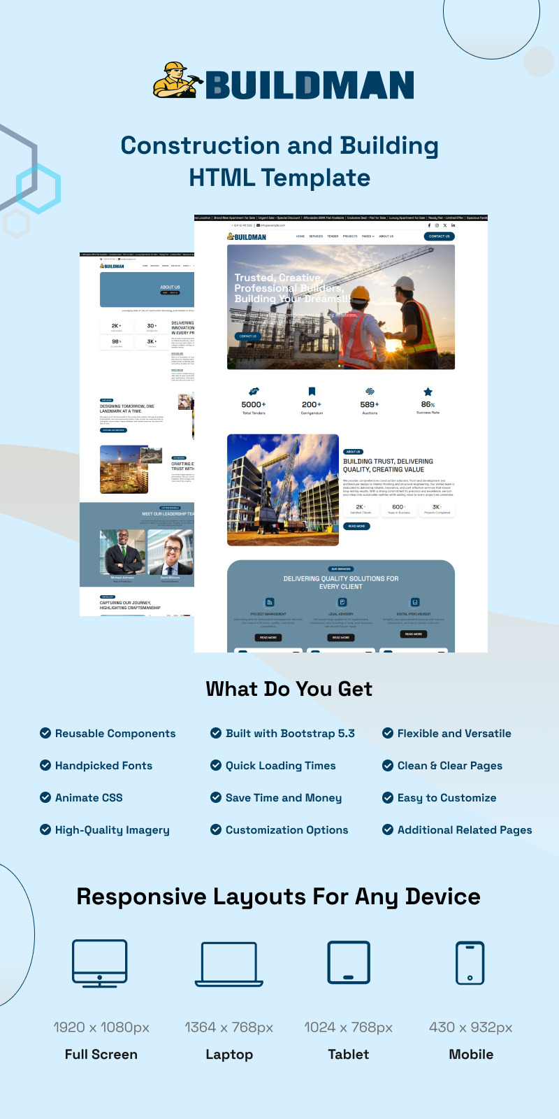 Buildman - Modèle de site web HTML pour la construction et le bâtiment