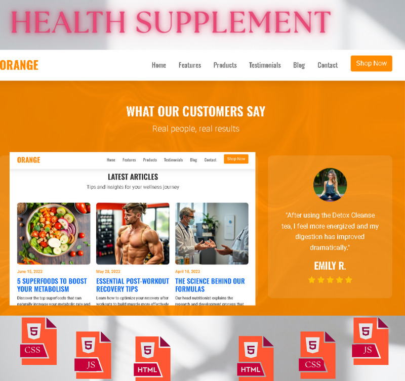 Orange – Health Supplements HTML Landing Page Template - Features Image 2