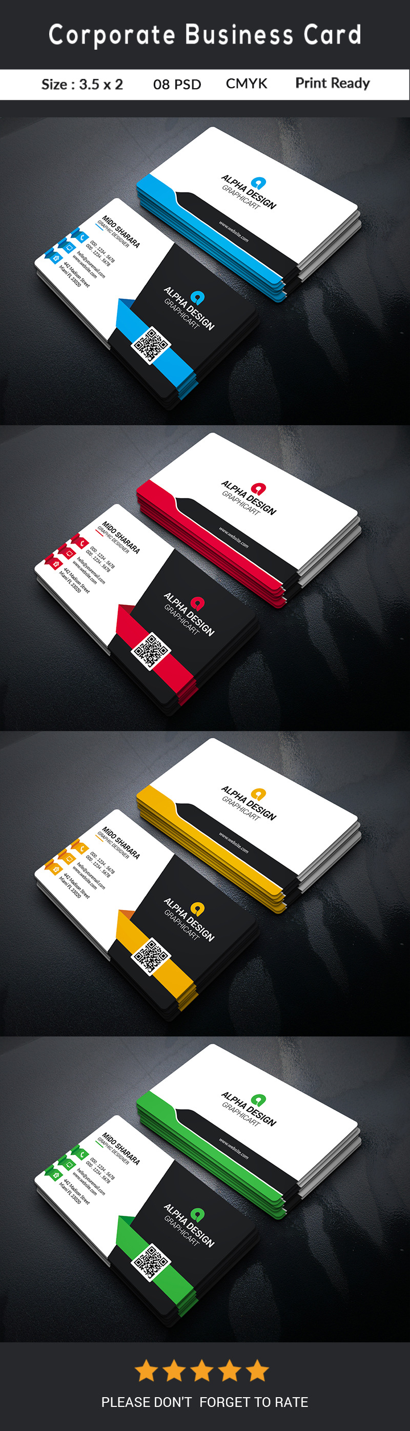 Clean Corporate Business Card Design Template - Features Image 1