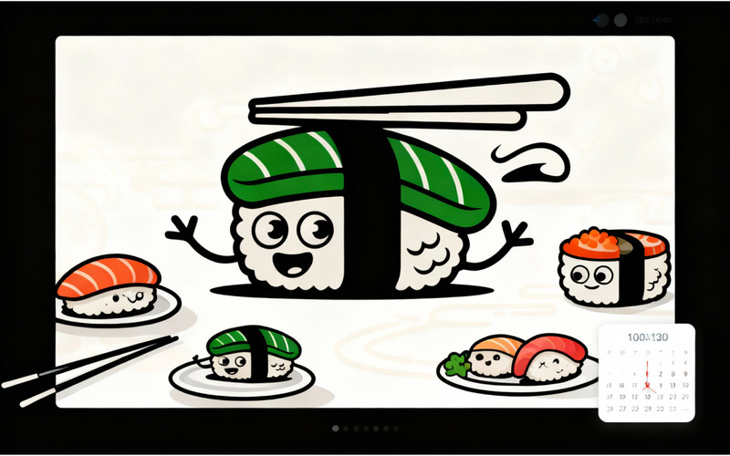 Logo de mascotte de chef sushi | Vecteur de dessin animé de cuisine japonaise mignonne - Caractéristiques de l’image 2