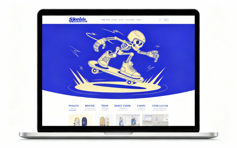 Vintage Skeleton Skateboard Artwork for Apparel and Print-on-Demand Use - Features Image 1