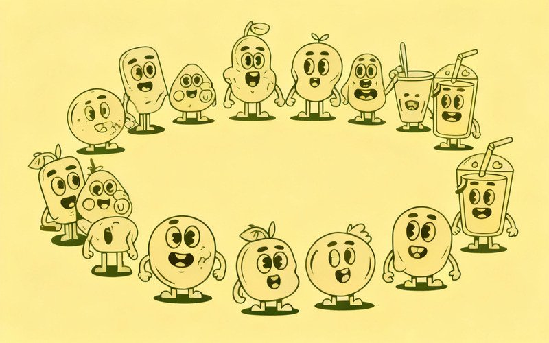 Cute Kawaii Fruit Faces Vector Illustration - Features Image 1