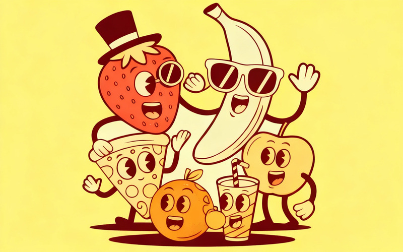 Векторный набор талисманов Happy Fruit - Features Image 1