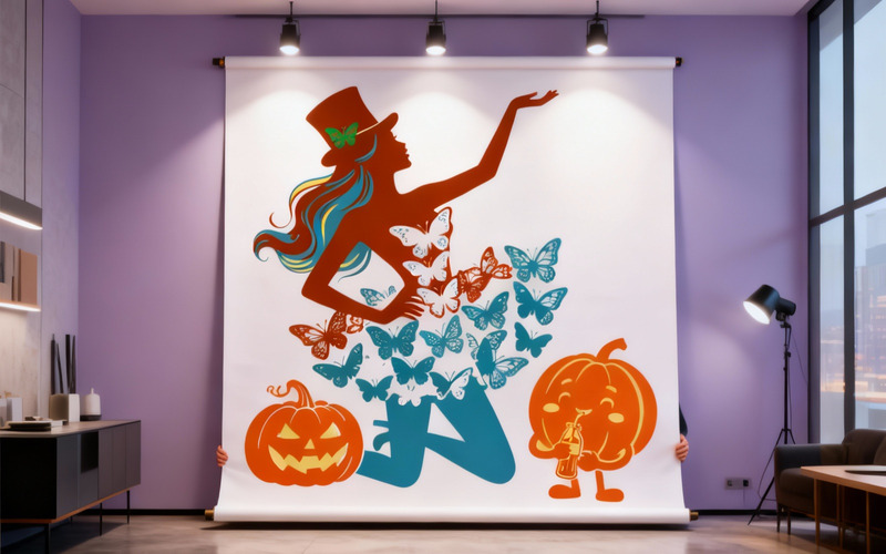 Mystical Butterfly Girl Illustration with Elegant Wings and Portrait for Fantasy Graphic Design - Features Image 1
