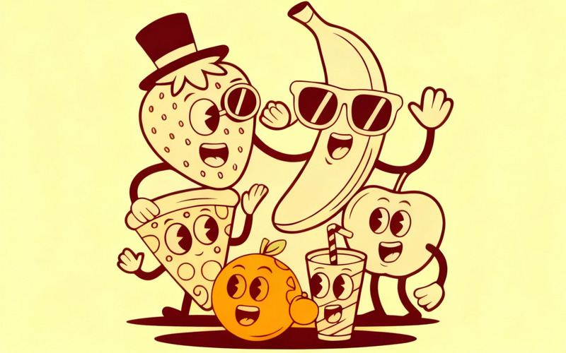 Векторный набор талисманов Happy Fruit - Features Image 2