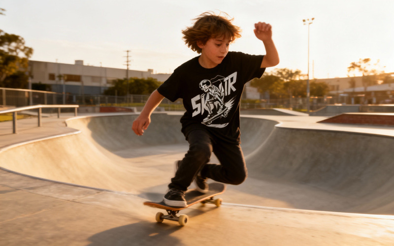 Skateboarding Skeleton with Edrine Noberts Typography - Vector Illustration t-shirt - Features Image 2