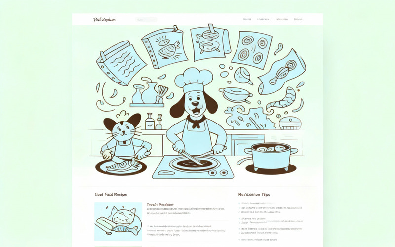 卡通厨师狗和猫一起做饭的手绘插图 - Features Image 1