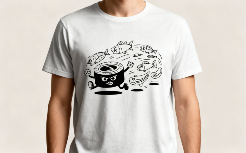 Öfkeli Suşi Kovalamacası | Kaçan Biberlerle Komik Japon Yemek Maskotu Logosu - Features Image 1