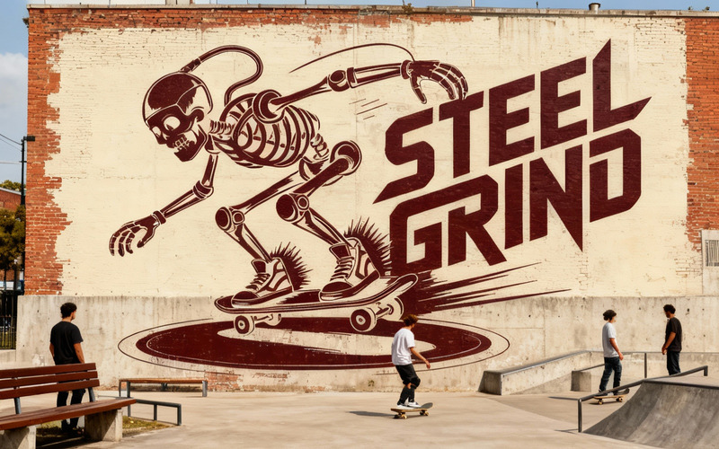 Skateboarding Skeleton Vector Illustration for T-shirt Design and Streetwear Branding - Features Image 2