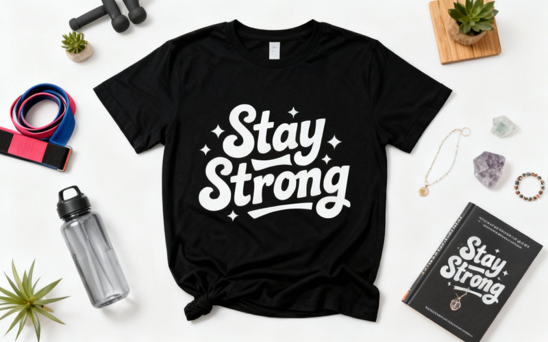 Stay Strong Retro Typography - Motivational Quote Vector Design t-shirt - Features Image 1