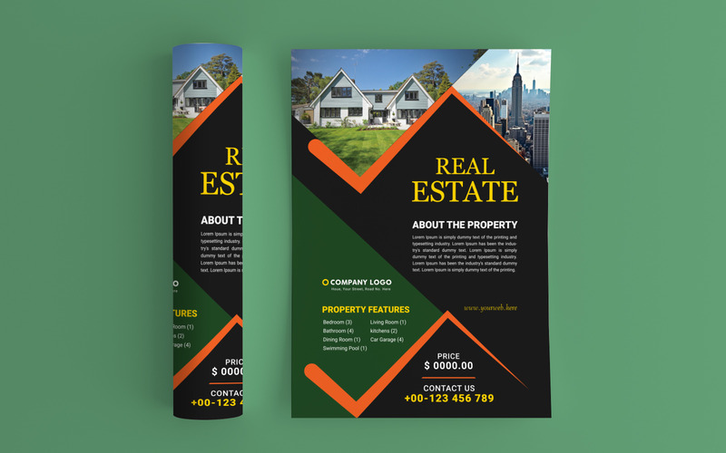 Conception de flyer immobilier gratuit, modèle de conception de couverture, conception de flyer - Caractéristiques de l’image 1