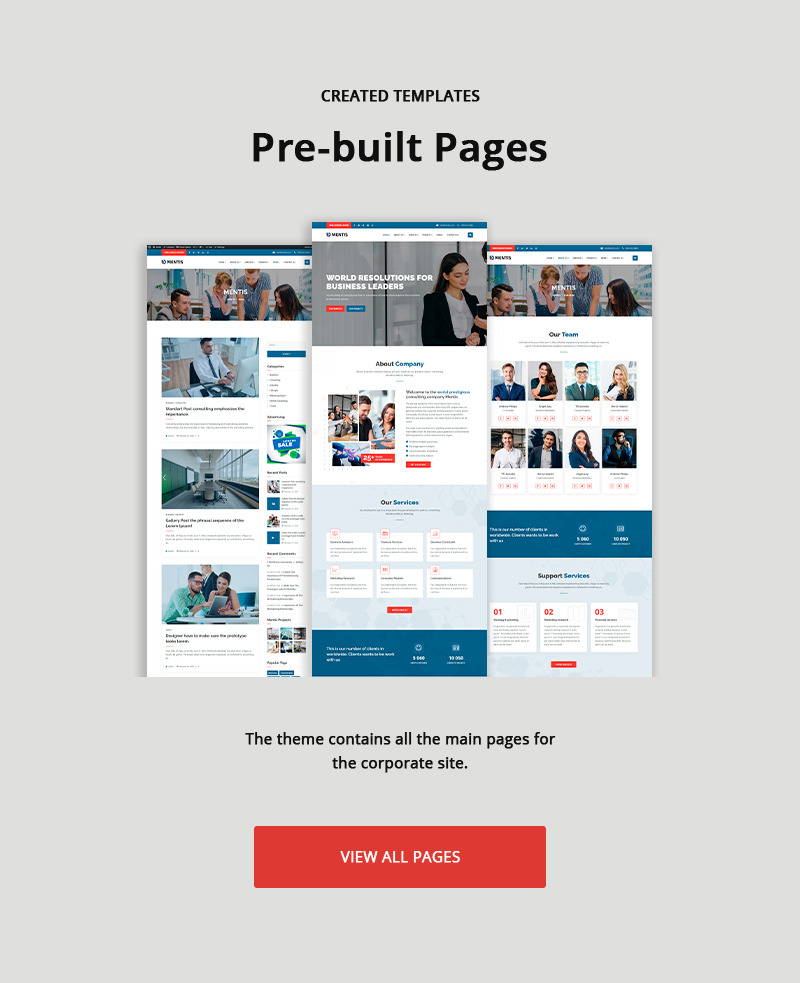 Mentis - Tema Elementor de WordPress para consultoría empresarial y multipropósito - Características Imagen 2