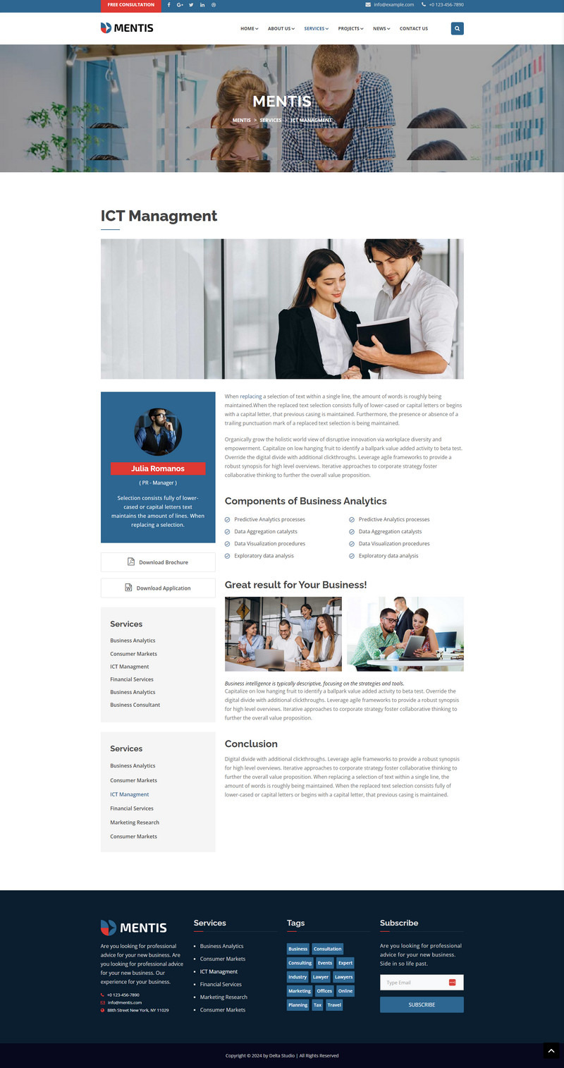 Mentis - Tema Elementor de WordPress para consultoría empresarial y multipropósito - Características Imagen 9