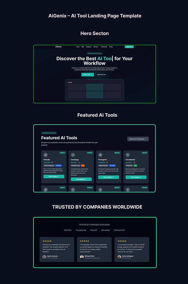 AiGenix – AI Tool Landing Page Template - Features Image 1