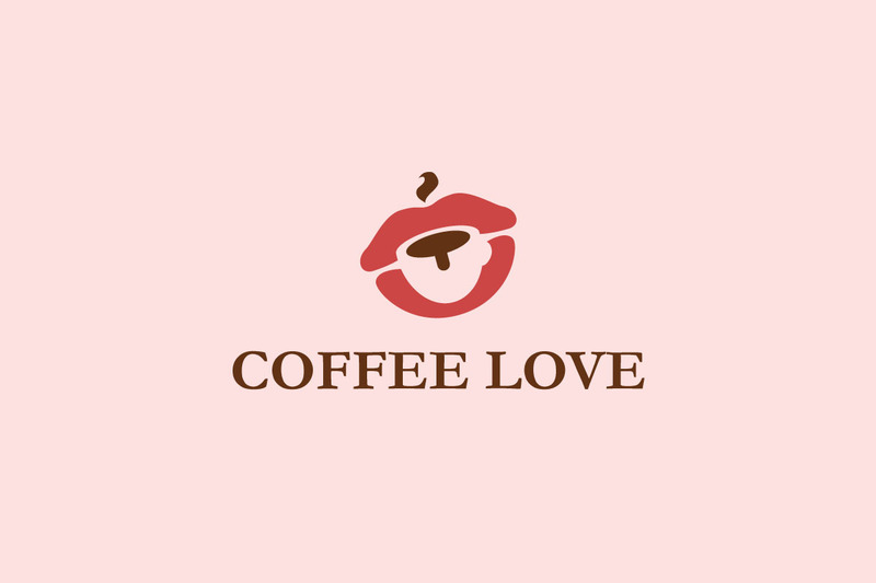 CoffeeLove – Romantic Coffee Logo Design with Kiss Symbol - Features Image 1
